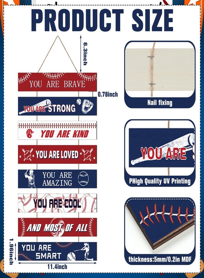 Fiwochic Baseball Room Decor for Teen Boys Inspirational Gifts Vintage Wood Baseball Lovers Wall Sign Motivational Quote Hanging Decor for Sports Bedroom Gym Playroom Nursery Decorations - Image 2